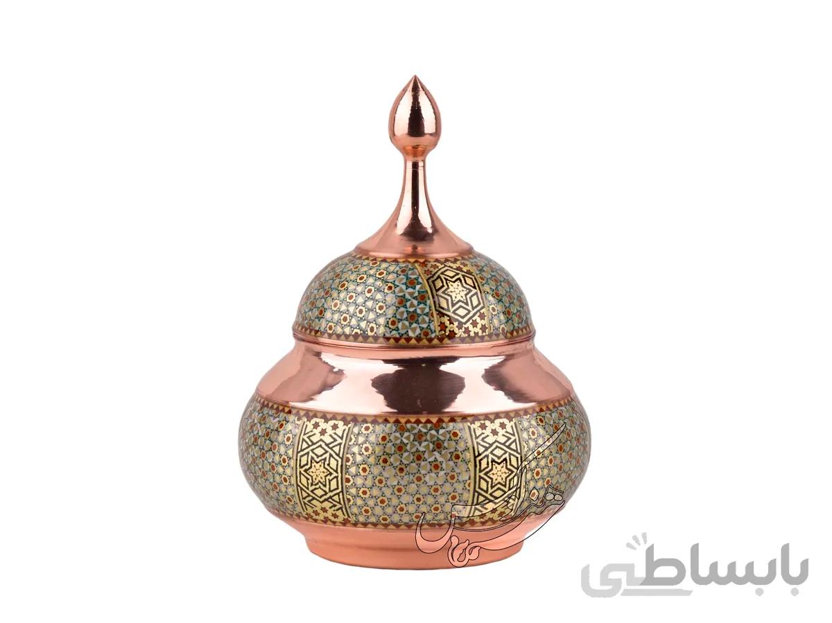 قندان مس و خاتم کاری