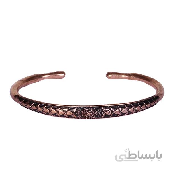 دستبند مفتولی مسی با طرح گل لوتوس کد JW133
