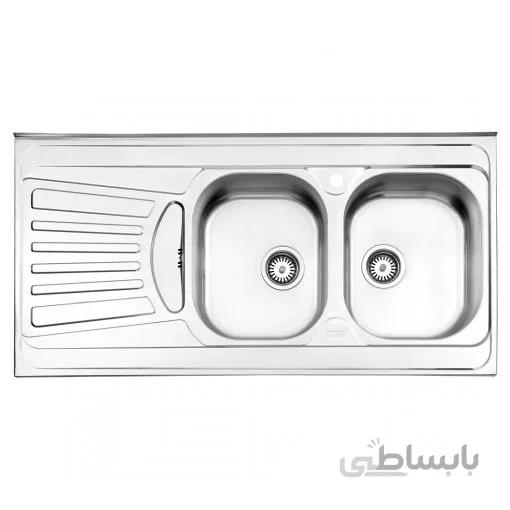 سینک استیل البرز دو لنگه فانتزی 725 روکار - راست ا steelalbroz.sink725/60