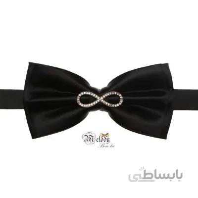 پاپیون سری مندو - مردانه (سیاه مات طرح وسط نگین دار)