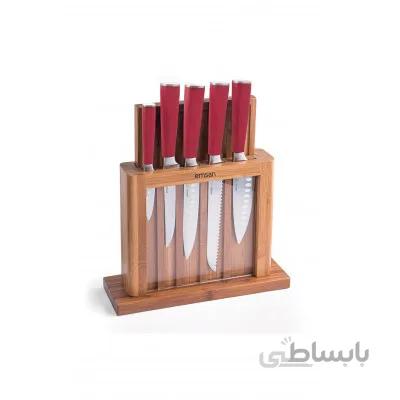 ست چاقوی آشپزخانه 7 پارچه امسان مدل Emsan Matriks Kirmizi