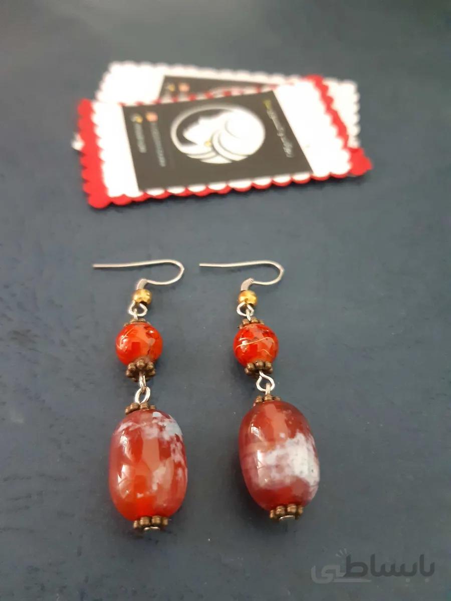گوشواره عقیق عنابی