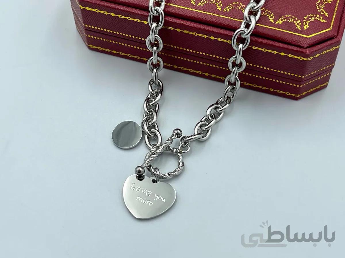 گردنبند تیفانی نقره ای با قفل T