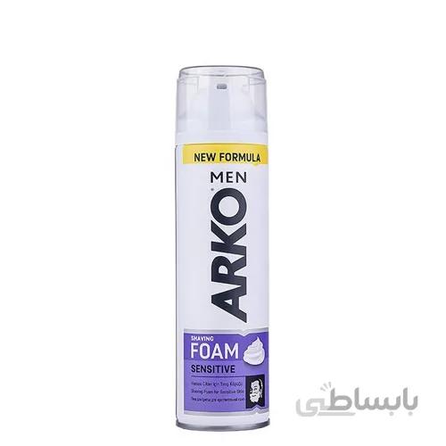 کف ریش ارکو مدل Arko Shaving Foam Sensitive حجم 200 میلی لیتر