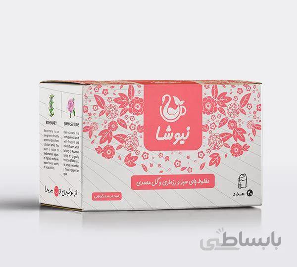 چای سبز رزماری و گل محمدی کیسه ای نیوشا