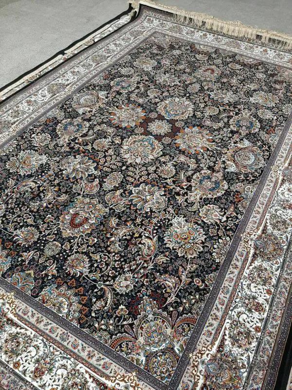 فرش طرح یاشار سرمه ای هزار شانه تراکم 3000