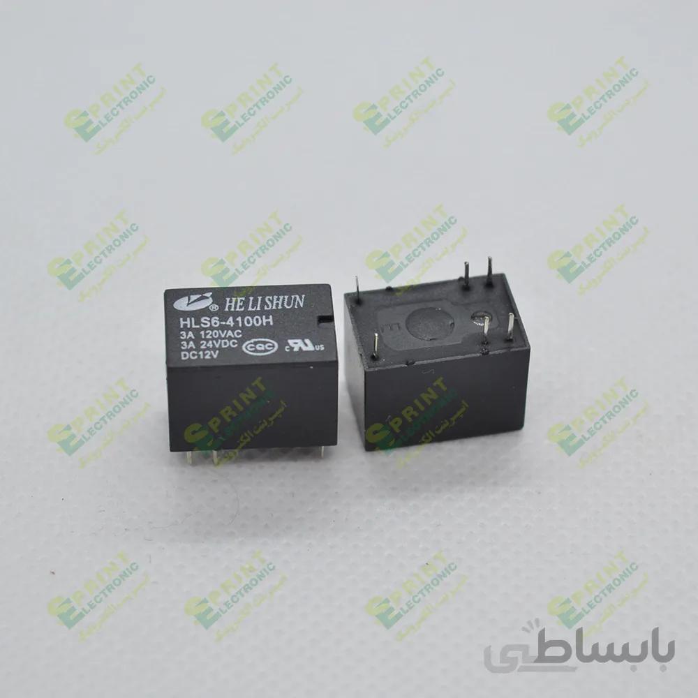 رله 12 ولت مینیاتوری بوبین وسط 6 پایه 3 آمپر HLS6-4100H-12VDC