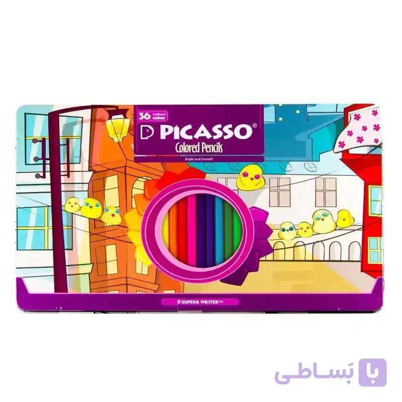 مداد رنگی پیکاسو 36 رنگ جعبه فلزی