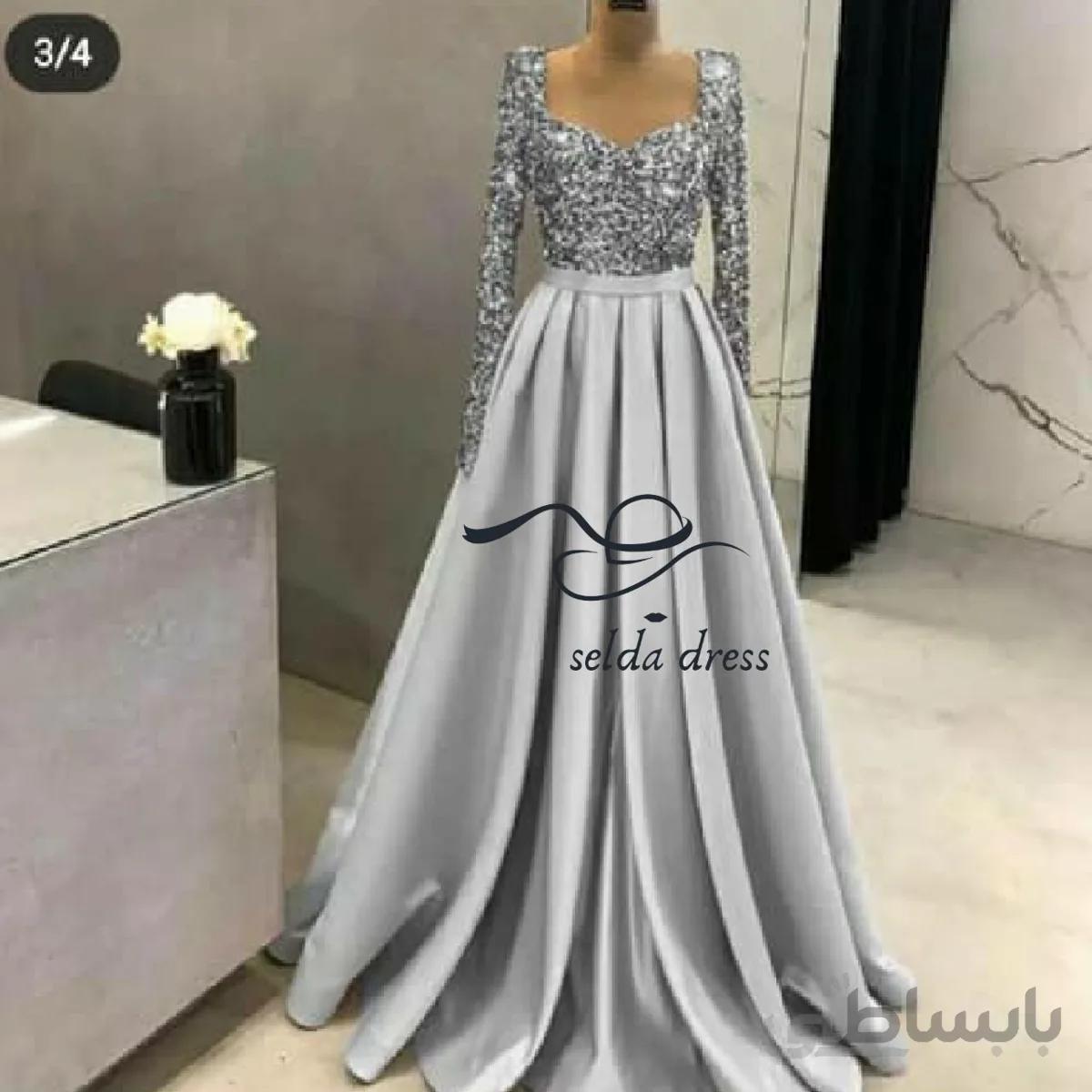 لباس مجلسی ماکسی شیک ۱۳۵۴ - پیله دار / نقره ای / ۳۴ ا 1354