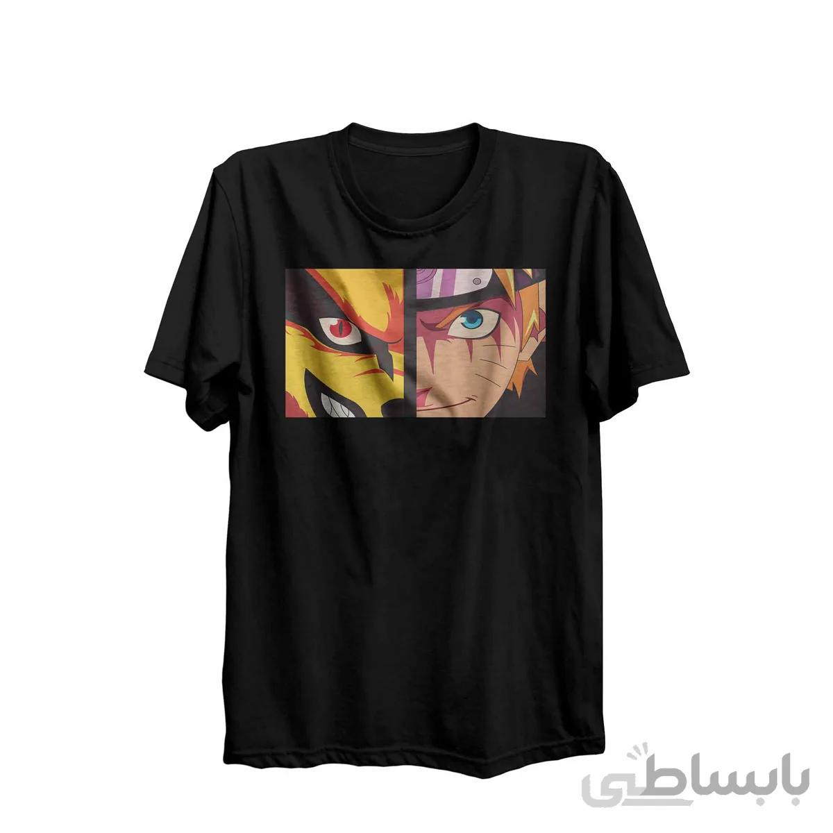 تیشرت یقه گرد مشکی طرح انیمه ناروتو Naruto کد KCT10427