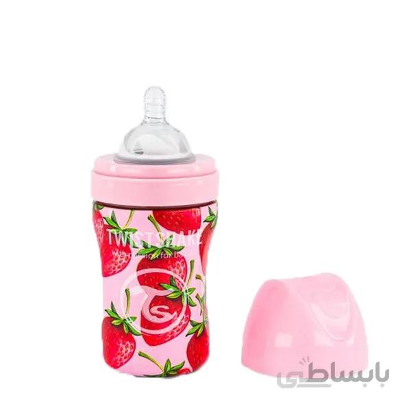 شیشه شیر استیل 260 میل ماربل تویست شیک TWIST SHAKE طرح توت فرنگی