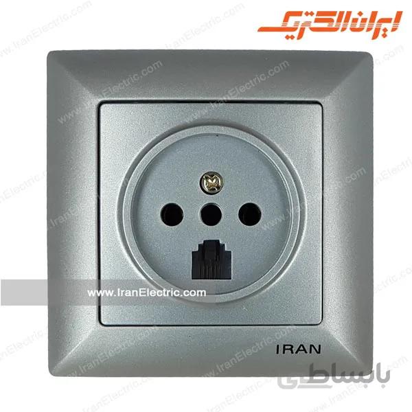 پریز تلفن دوکاره الیزه نقره ای
