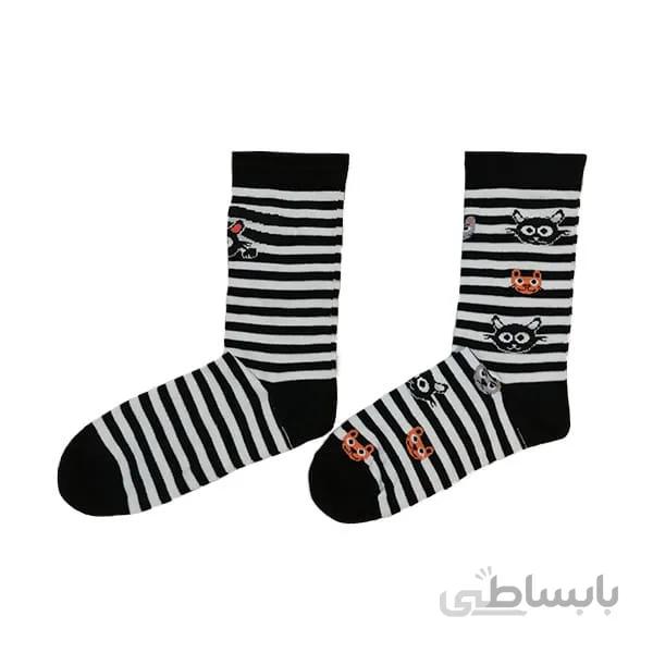 جوراب ساقدار فانتزی زنانه طرح گربه ای کد PH483
