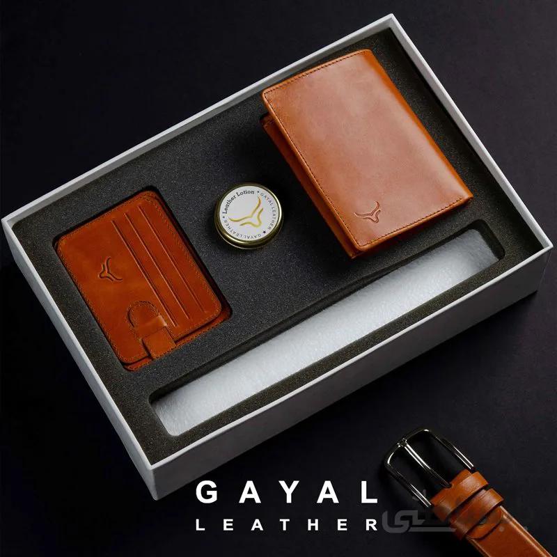 ست مردانه گَیال چرم S225 عسلی