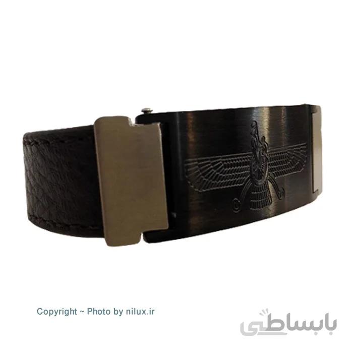 دستبند چرم مدل Faravahr رنگ مشکی
