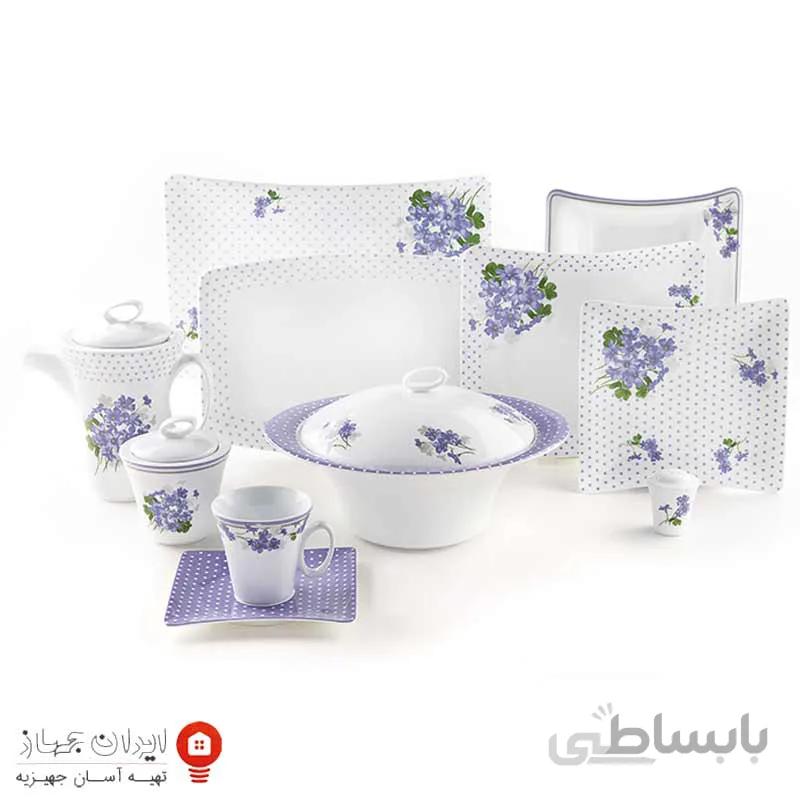 سرویس چینی یاس بنفش سری وینچی 90 پارچه ۱۲ نفره