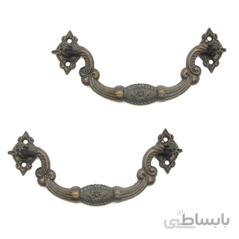 دستگیره آنتیک پلاستیکی زیتونی طول 105 میلی‌متر بسته 2 عددی