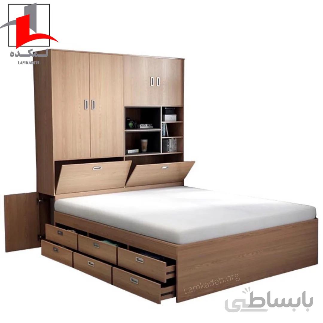 تخت کمد دار لمکده سایز ۱۶۰ مدل ف102