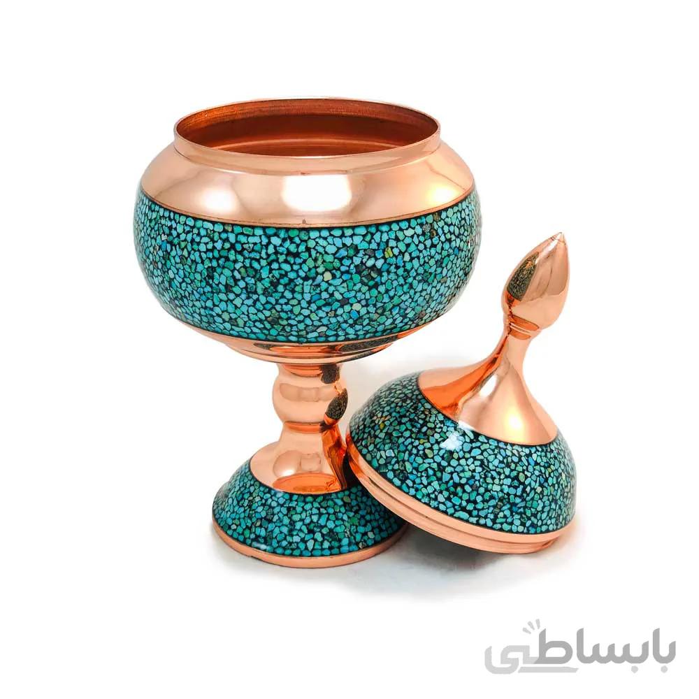 شکلات خوری فیروزه کوبی پایه دار 20 سانتی