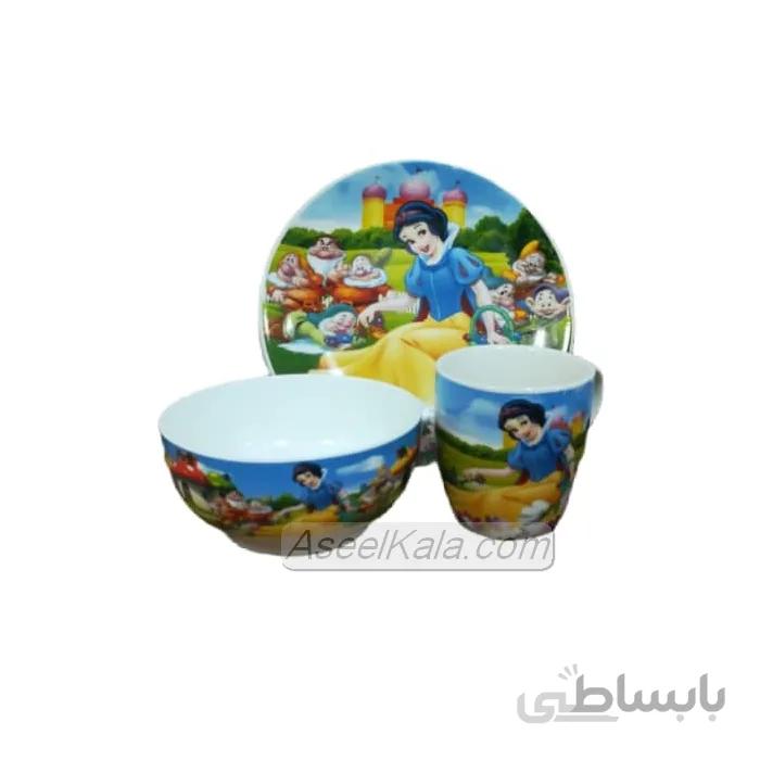 سرویس غذاخوری 3 تکه کودک طرح سفید برفی