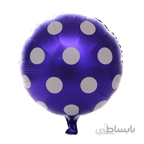 بادکنک فویلی گرد بنفش خال سفید