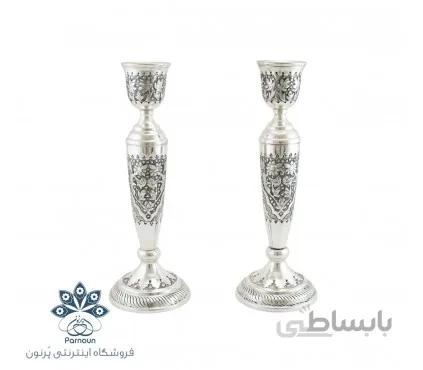 شمعدان طرح نقره قلمزنی