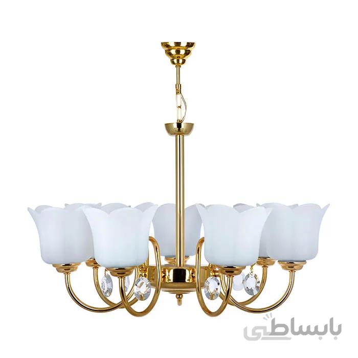 لوستر فلزی چشمه نور ۷ شعله کد A856/7C-O (کریستال دار)
