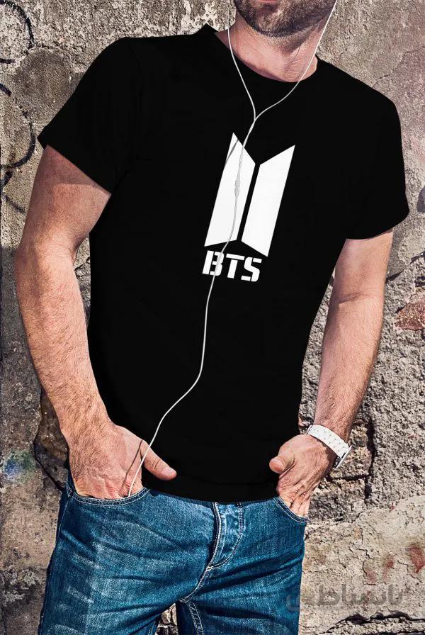 تیشرت نخ پنبه مشکی طرح Bts2