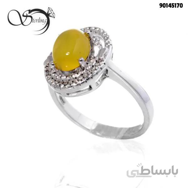 انگشتر نقره زنانه با سنگ عقیق زرد (شرف الشمس) کد: 1828