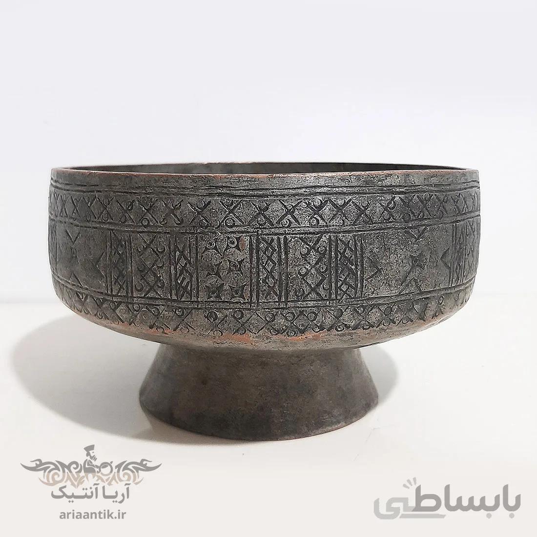کاسه مسی قلکاری قاجاری
