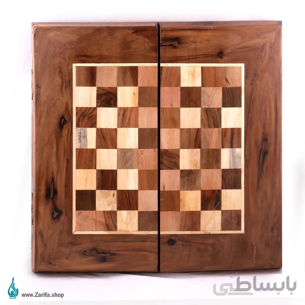 تخته نرد و شطرنج چوب گردو منبت سایز ۵۰ در ۵۰