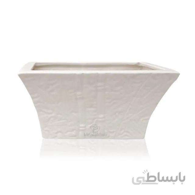 گلدان بونسای سرامیکی سفید طرح برگ بامبو