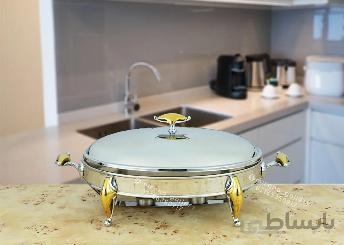سوفله بیضی بزرگ استیل برند دیاکو مدل النا براق پایه طلایی 825sg