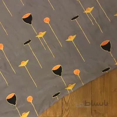 پارچه کرسپو سوزن دوزی رنگ طوسی کد 2501
