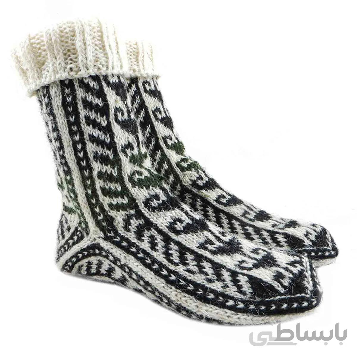 جوراب پشمی دستباف سنتی کردستان کد 248 سایز 37-38