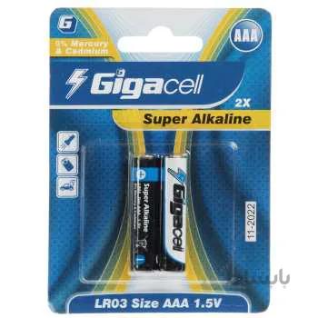 باتری نیم قلمی گیگاسل مدل Super Alkaline بسته 2 عددی ا Gigacell Super Alkaline AAA Battery Pack of 2