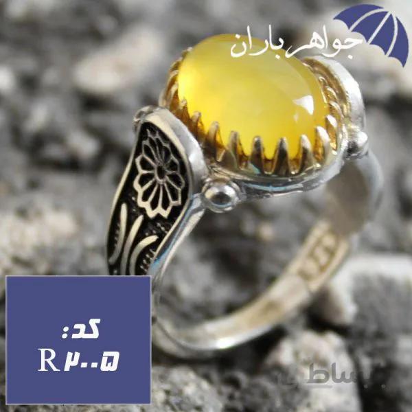 انگشتر عقیق شرف الشمس رکاب سیاه قلم کاری کد R_2005