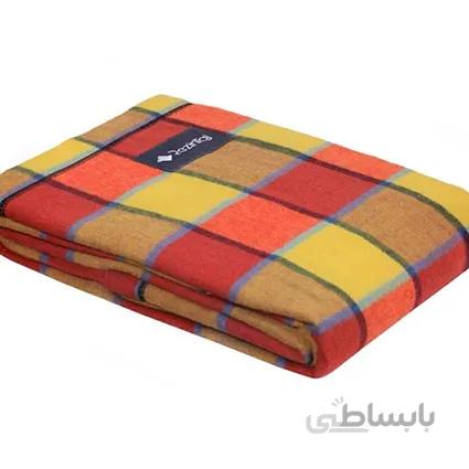 پتو مسافرتی یکنفره چهارخانه نارنجی