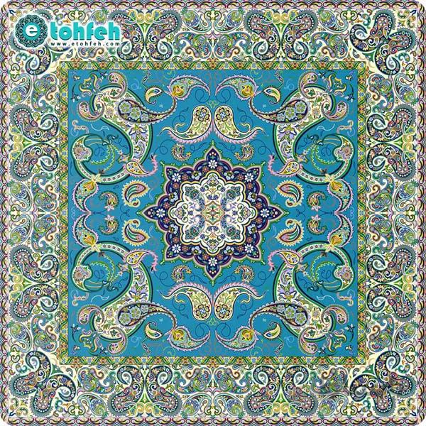 رومیزی مربع ترمه طرح شاهکار کد ۹۱۵