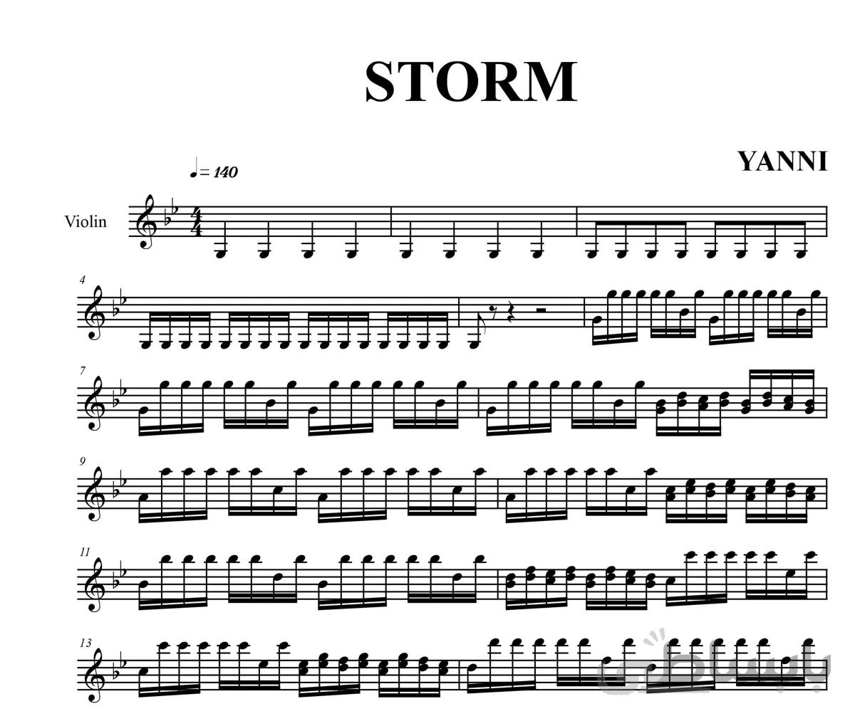 نت ویولن The Storm از یانی
