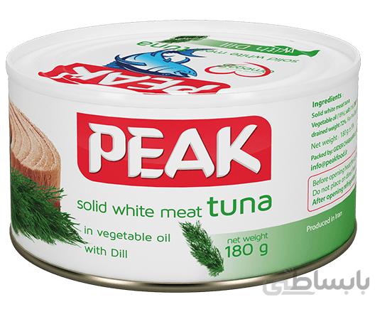 کنسرو تن ماهی با شوید پیک وزن 180 گرم ا Peak Solid White Meat Tuna With Dill 180 gr