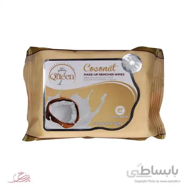 دستمال مرطوب آرایش پاک کن سون کوئین مناسب پوست خشک بسته 27 عددی