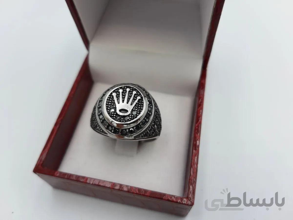 انگشتر رولکس نگین کاری شده سیلور