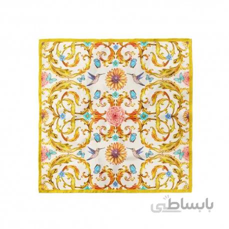 پوشت (دستمال جیب) کلاسیک گل و پروانه سفید