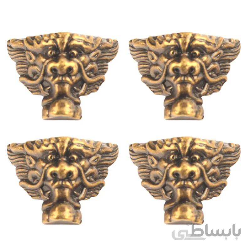پایه آنتیک زیتونی پلاستیکی طرح شیر 31 میلی متر بسته 4 عددی