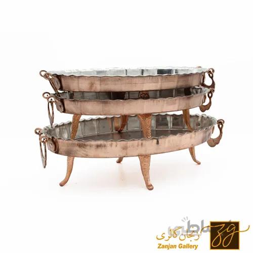سرویس مرغ خوری مسی پایه دار 3 پارچه