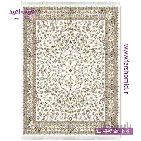 فرش ماشینی 700 شانه ۸ رنگ اصل افشان سرام کرم قالی کشمیر