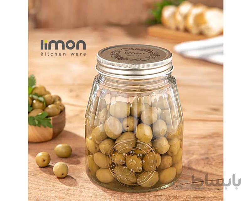 ظرف شیشه ای 1.1 لیتر درب فلزی لیمون