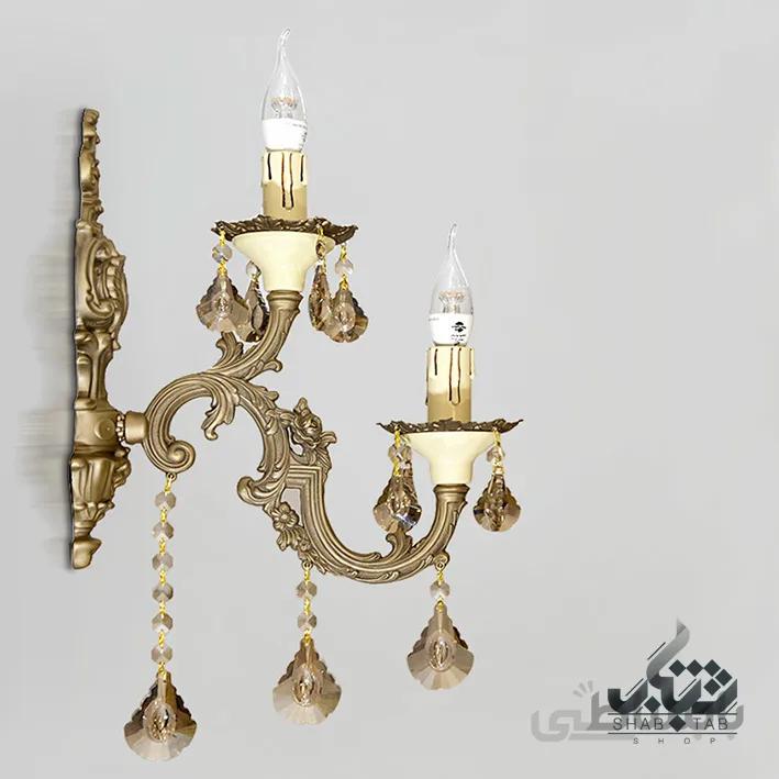 لوستر دیواری تک شاخه دوشعله نورسازان کد 716/1 آنتیک