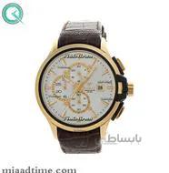 ساعت مچی ویولت مردانه کرنوگراف گرد چرمی طلایی صفحه سفید کد 0391/2G